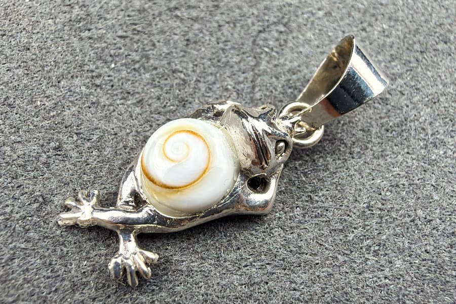 Silber Anhänger mit Muschel Einlage \Frosch\